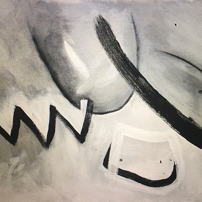 <em><strong>Lost</strong></em>, 2019<br/> Charcoal, acrylic paint, 40 x 61 cm