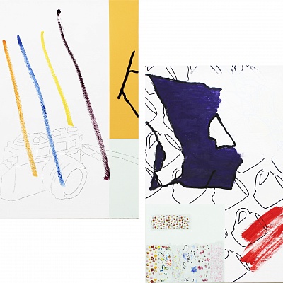 <em><strong>Floral Hellhole, 2017, Mixed media on canvas, 46 x 66 cm</strong></em>, 