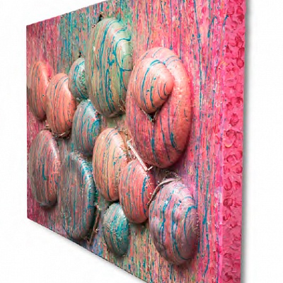 <em><strong>Hidden Mysteries of a purse, 2018, Аcrylic on canvas, 110 × 200 cm</strong></em>, 