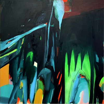 <em><strong>SEMANTICS, INDECISIVE, 2020, Oil and acrylic on canvas, 100 x 100 cm</strong></em>, 