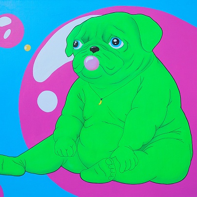 <em><strong>Bubble</strong></em>, 2014<br/> Acrylic on canvas, 100 x 120 cm