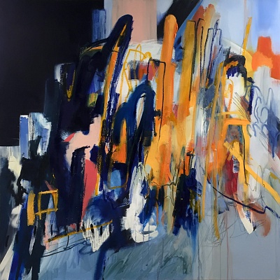 <em><strong>Sunbeam, 2016, Oil paint, oil stick and graphite stick on canvas, 150 x 150 cm</strong></em>, 