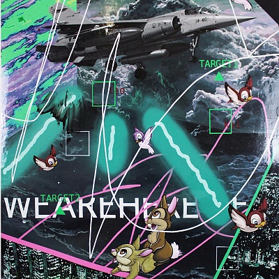 <em><strong>WAH</strong></em>, 2016<br/> Аcyrlic paint sheet, magnetic sheets and steel, 154 x 110 cm