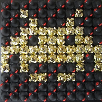 <em><strong>Invaders</strong></em>, 2016<br/> Mixed media on board with plexi cover, 55 x 55 cm