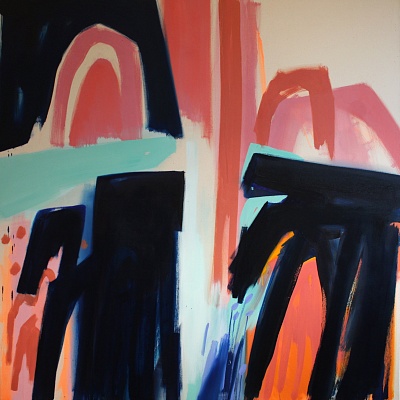 <em><strong>“It’s Code for Decency”, 2019, Oil paint and oil pastel on canvas, 150 x 150 cm</strong></em>, 