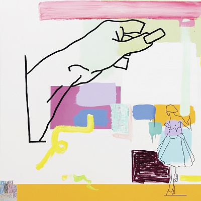 <em><strong>Painted Imitations, 2017, Mixed media on canvas, 180 x 180 cm</strong></em>, 