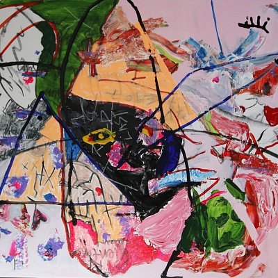 <em><strong>Valentines Night</strong></em>, 2017<br/> Mixed Media on Canvas, 104 x 152 cm