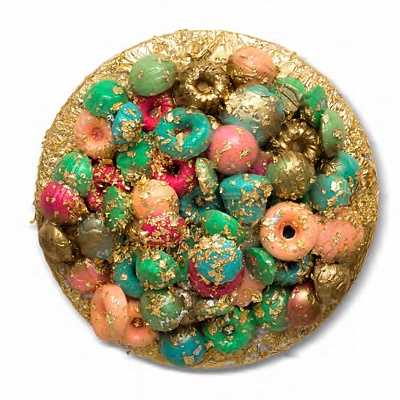 <em><strong>Addictions, Triptych, 2029, Mixed media, silicone, acrylic paint on canvas, D 40, 30, 20 cm</strong></em>, 