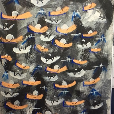 <em><strong>Essenza</strong></em>, 2019<br/> Charcoal, acrylic paint, 109 x 154 cm