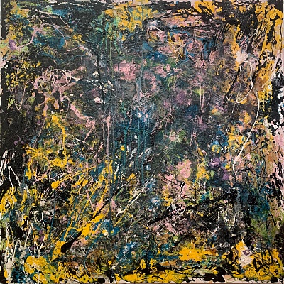 <em><strong>Beyond Process V, 2020, Heavy duty paint, gloss, varnish and latex on canvas, Unframed MEDIUM, 100 x 100 cm, Original Artwork (Unique)</strong></em>, 