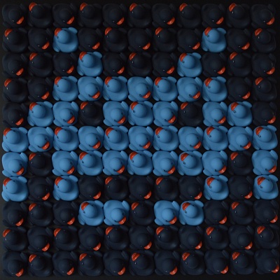 <em><strong>Invaders</strong></em>, 2017<br/> Mixed media on board with plexi cover, 55 x 55 cm