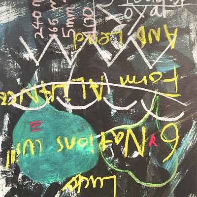 <em><strong>Theory of 6</strong></em>, Mixed Media on Canvas<br/> 50, 5 х 76 cm