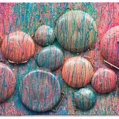 <em><strong>Hidden Mysteries of a purse, 2018, Аcrylic on canvas, 110 × 200 cm</strong></em>, 