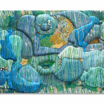 <em><strong>Ocean of Life</strong></em>, 2018<br/> Аcrylic, mixed media on canvas, 100 × 200 cm 20 kg,