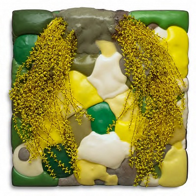 <em><strong>Presentiment of Spring, 2019, Mixed media, acrylic paint on canvas, 120 × 120 cm</strong></em>, 