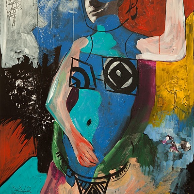 <em><strong>Matriarchy TBA, 2017 110 x 71 cm  Acrylic on photography</strong></em>, 