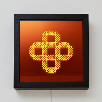 <em><strong>Pattern from SQR;4 x4 Twisted series, 2017, 45 x 45 x 8</strong></em>, 5cm Acrylic mirror and light Edition of 4<br/>