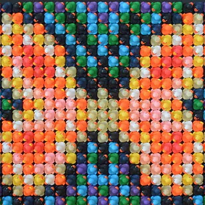 <em><strong>Orange butterfly</strong></em>, Mixed media on laquered board<br/> 125 x 100 cm