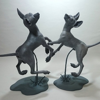 <em><strong>Legends of Ambition</strong></em>, 2014<br/> Wood - hand carved, painted, 60 x 55 x 40 cm