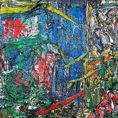 <em><strong>Amazon on the Edge</strong></em>, 2015<br/> Oil and gloss paint skin cut-outs on board, 120 x 160 cm