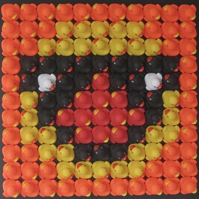 <em><strong>Summer Duck</strong></em>, 2017<br/> Mixed media on board with plexi cover, 55 x 55 cm