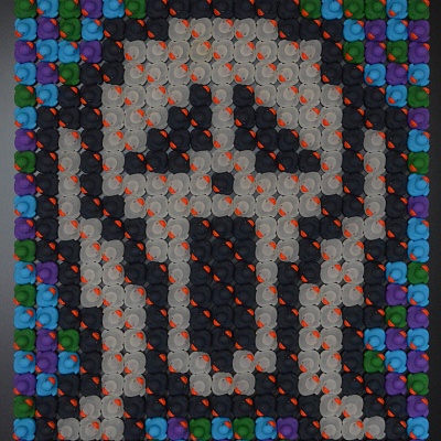 <em><strong>Scream</strong></em>, 2017<br/> Mixed media on painted board with plexi cover, 100 x 125 cm