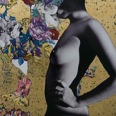 <em><strong>Golden Jess / Lina 2, 2016 105 x 70 cm Pen and gold leaf on photography</strong></em>, 