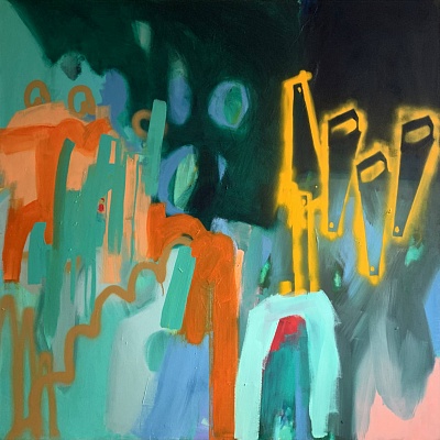 <em><strong>Avocado Tooth Decay, 2019, Oil paint and spray paint on canvas, 150 x 150 cm</strong></em>, 