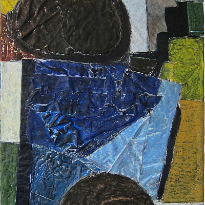 <em><strong>Broken</strong></em>, Oil and gloss paint skin cut-outs mounted on canvas<br/> 120 х 90 cm