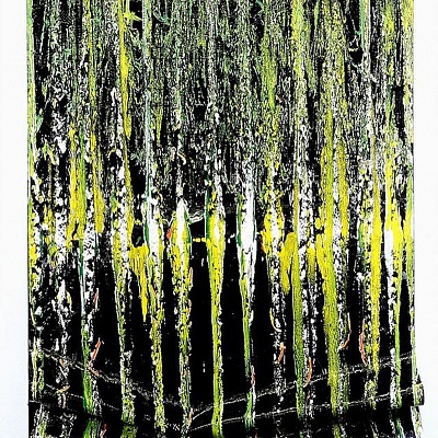 <em><strong>Spring</strong></em>, Oil and gloss paint skin cu-outs mounted on canvas<br/> 100 х 70 cm