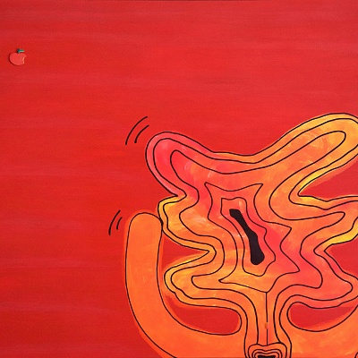 <em><strong>The Bite</strong></em>, 2017<br/> Acrylic, paint pen and foamex on board, 48 x 61 cm