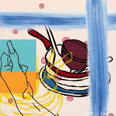 <em><strong>Polka Dot Wallpaper, 2017, Mixed media on canvas, 61 x 61cm</strong></em>, 