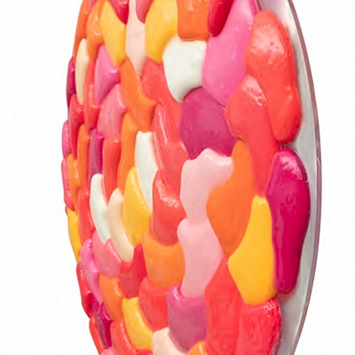 <em><strong>Aftertaste, 2020, Glass, mixed technique, acrylic paint, D 120 cm</strong></em>, 