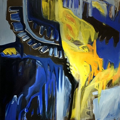 <em><strong>Doomed and Delighted, 2022, Oil on canvas, 150 x 150 cm</strong></em>, 