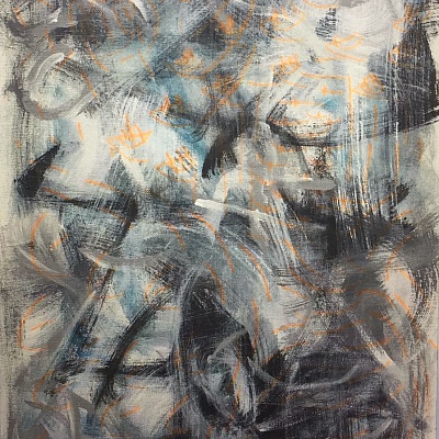 <em><strong>Awakening</strong></em>, 2019<br/> Charcoal, acrylic paint, 42 x 60 cm