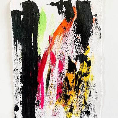 <em><strong>Abstraction, 2020, Acrylic and Heavy Duty paint on Khadi paper [100% Cotton] 320 gsm</strong></em>, Raw edges, Unframed MEDIUM, A4 (21<br/> 0 x 29 7cm), Original Artwork (Unique),