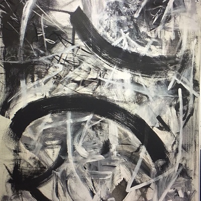 <em><strong>Conquerer</strong></em>, 2019<br/> Charcoal, acrylic paint, 91, 4 x 121, 9 cm